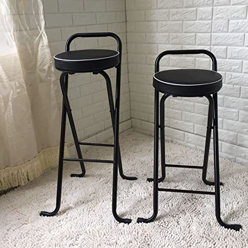 Folding Bar Stool With Backrest,Portable Kitchen Counter Bar Height Stool,Leather Cushioned Seat Barstool Chair For Kitchen Indoor Outdoor Travel #TOP3