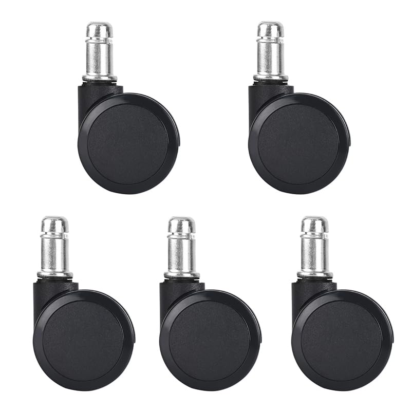 Roulettes pivotantes universelles de 5 cm lot de 5 noires pour chaise de bureau