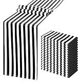 fani 15 Pack Striped Table Runner Polyester Black and White Striped Table Runner Classic Elegant Table Decor for Birthday Wedding Party Decorations Indoor Outdoor Events(12 x 108 Inch)