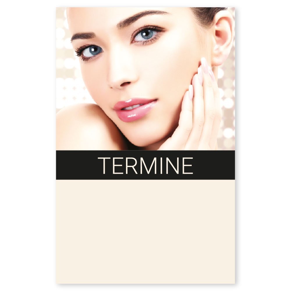 500 tarjetas de visita Beauty Gold con 10 citas y superficie de sello en la parte delantera.