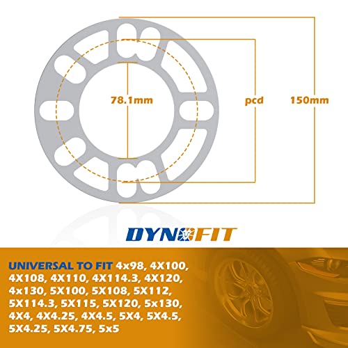 Dynofit Universal 5Mm Wheel Spacers For 98-120 Multiple Bolts Pattern, Pack Of 4 Thin Aluminum Shims Hubcentric Spacer For 4 Lug And 5 Lug Wheels/Rims Fit For Dodge Ford Jeep Nissan Honda #TOP1