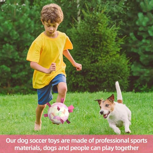 QDAN 2 Pack Dog Toys Soccer Balls with Straps for Small & Medium, Dog Birthday Gifts, Tug of War Toy