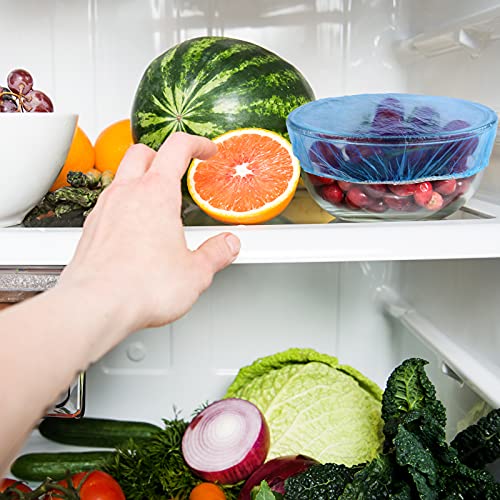 Ruisita 120 Pieces Dish Plate Plastic Wrap Bowl Covers Reusable Elastic Colorful Food Bowl Storage Covers 6 Translucent Colors For Kitchen, Family Outdoor Picnic #TOP6