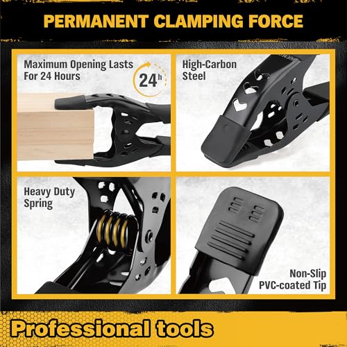 8-Piece Bar Clamps for Woodworking - 4 Pcs 12 inch Bar Clamps with 150 LBS Load Limit, 4 Pcs Heavy Duty Metal Spring Clamps, Quick Release Triggers - Image 5