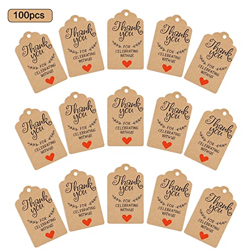 Cyodoos 100 peças de etiquetas clássicas de papel kraft para presente de agradecimento 50,8 x 30,5 c