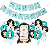 Pinguin Geburtstagsdekoration Party Pinguin Partys Supplies，Pinguin Geburtstags folienballon pinguin Alles Gute zum Geburtstag Banner pinguin luftballon，Babyparty Winter Polar pinguin mottoparty
