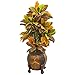 Nearly Natural 44â€ Croton Artificial Decorative Planter (Real Touch) Silk Plants, Orange