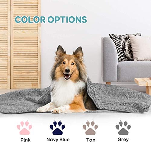 Topblan Waterproof Fluffy Fleece Dog Blanket Soft and Warm Pet Throw for Dogs & Cats, Double-Sided Premium and Plush Reversible Multi-Purpose Lightweight Pet Blanket 50" x 60" Grey
