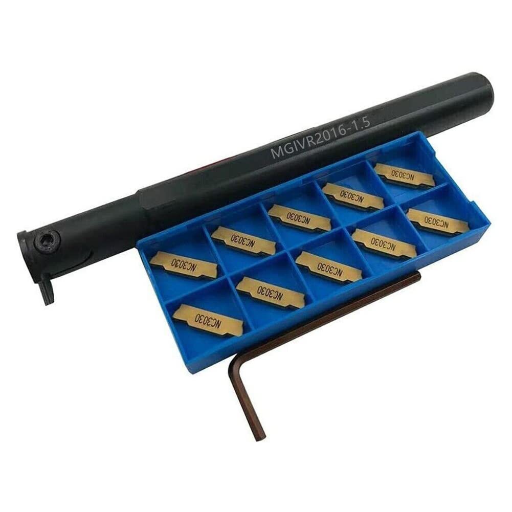 MGIVR2016-1.5 - Supporto per scanalatura interna CNC + 10 inserti in metallo duro MGMN150-G + 1 chiave inglese