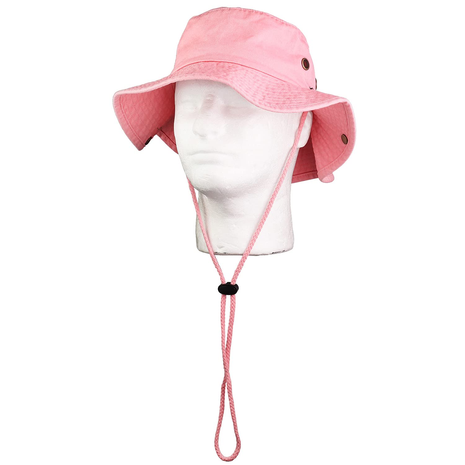 Sombrero de ala ancha para senderismo, pesca, safari, boonie, 100% algodón, protección solar UV para hombres y mujeres, actividades al aire libre, Rosado, Large/X-Large
