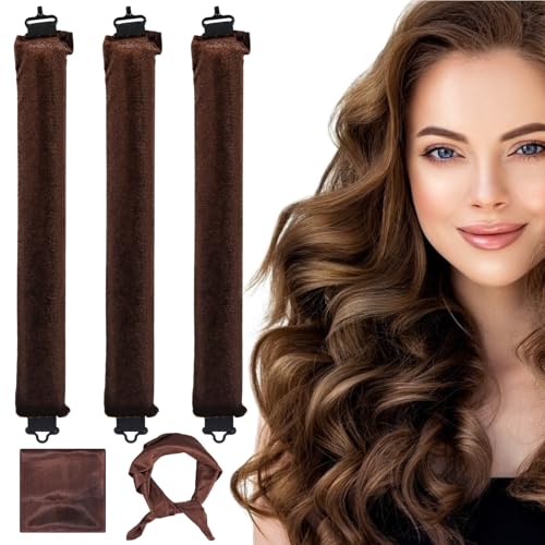 Toaren 3 Unidades Rizos Pelo Sin Calor,Rizadores para Dormir Rizador de Pelo Sin Calor con Gancho para Cabello Largo y Medio para Todo Tipo Cabello Herramientas Peinado Bricolaje con Diadema