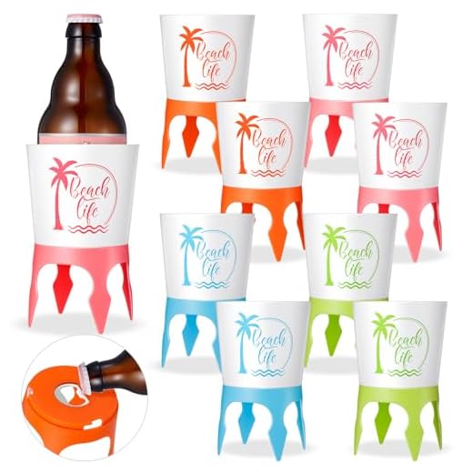 Teenyyou 8 Pcs Beach Cup Holders Sand Cup Holders for Beach Drink Holder Coaster Spike Cups with Bottle Opener Multicolor Beach Drink Holder for Sand Beach Essentials Accessories for Men Women Gifts
