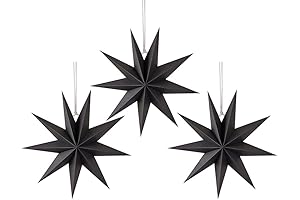 3 Pieces Paper Star Lanterns, Hanging Star Decorations for Wedding Birthday Party