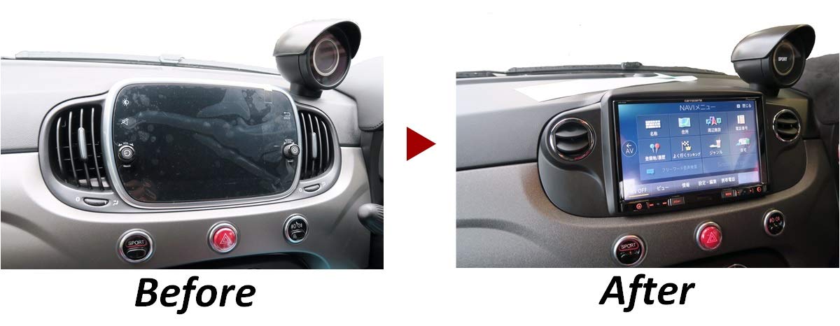 Amazon | FIAT500 8インチナビ取付キット(黒) F500-06BK-CAN | 車載