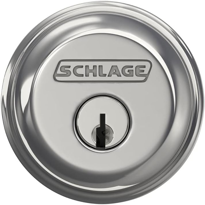 SCHLAGE B60N625 Deadbolt, Keyed 1 Side, Bright Chrome