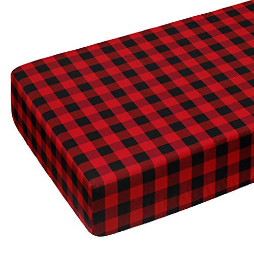 Crib Sheets For Boy Girl - 100% Cotton Fitted Crib Sheet Set - Perfect For Baby Boys, Fits Standard Toddler Mattress (Buffalo Plaid) #TOP6