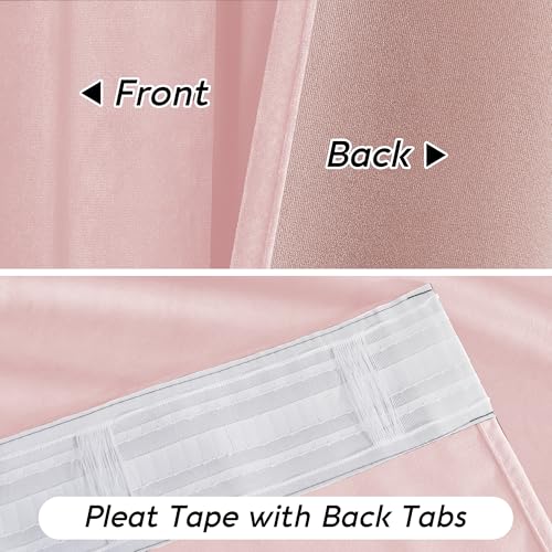 Image of RYB HOME Baby Pink Velvet Curtains for Girls Bedroom Nursery 90 inches | Thermal Insulated, UV Privacy Blocking, Energy Efficient, Noise Reducing, Back Tab, Guest Room Office, W 52 x L 90, 2 Panels