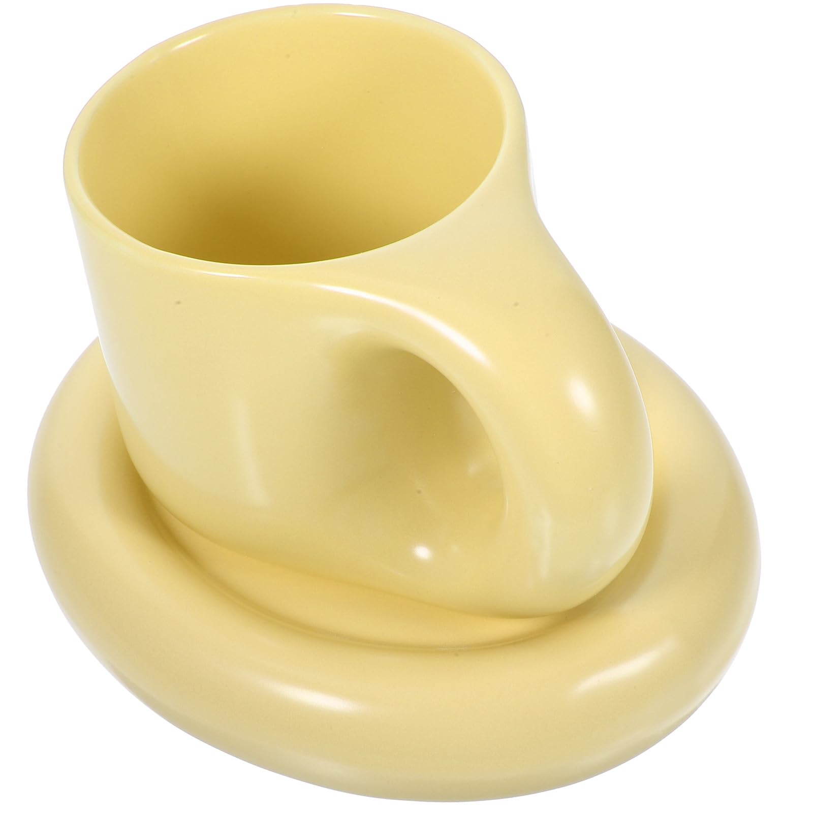 BESPORTBLE 300ml Kaffeetassenset aus Keramik mit Untertasse Gelbe Cappuccino Tasse für Zuhause und Büro Stilvolles Design für Heiße Getränke ohne Grate