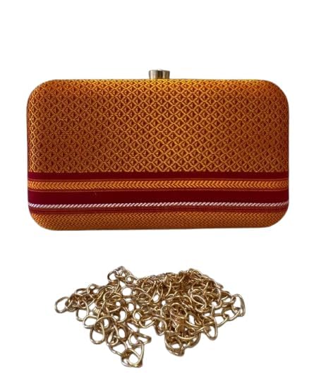 Firstmart Women's Traditional Embroidered Box Clutch with Detachable Chain | Ethnic Party Evening Handbag-picture-45