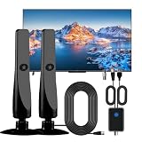 Flexiwave TV Antenna Indoor, 2025 Digital Antenna for Local Channels with Amplifier Signal Booster, 360 Reception Portable, Support 4K 1080P (2Pack)