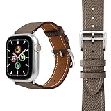 Valorex Apple Watch用 アップルウォッチバンド イタリア製エプソンレザー 本革 レディース メンズ ベルトハンドメイド ギフト 38/40/41/ 42/44/45/46/49mm 全機種対応 (エトープ, 38/40/41/42mm)