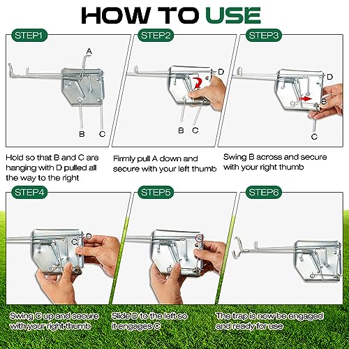 Qualirey 4 Pack Mole Gopher Trap Ground Galvanized and Oil Hardened Steel Animal Reusable Gopher Vole Traps for Outdoor Lawn Garden Yard Farm (Silver)