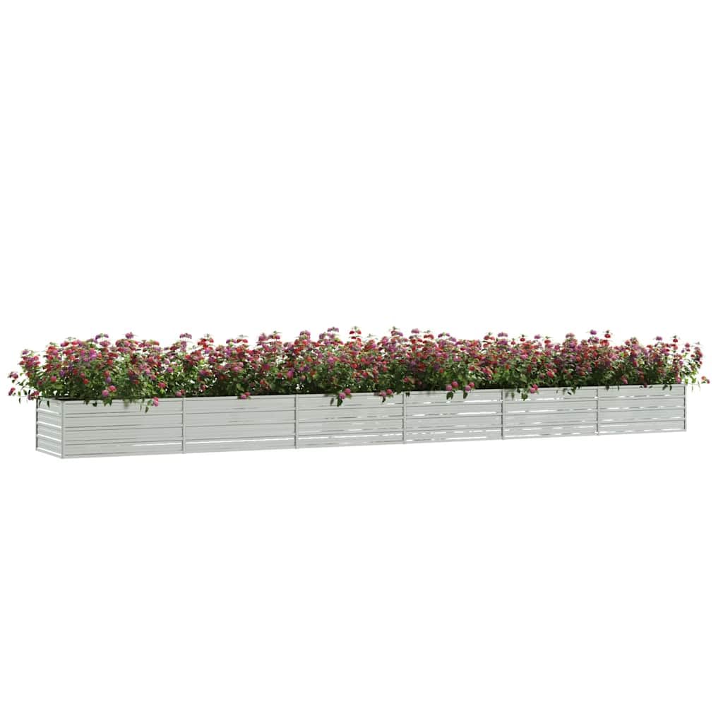 Letto rialzato da giardino 600x80x45 cm Acciaio Zincato Argento | Ampio spazio per piante da orto, terreno aperto, resistente all'acqua, uso esterno