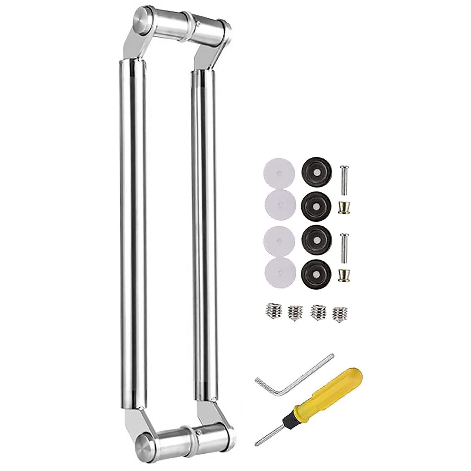 CWCQGH Sliding Barn Push Pull Bar for Kitchen/Shower Glass/Garage Gate,16/24/32/40/48inch Long Entry Door Handle, Brushed Stainless Steel, Double Side Mounted,Silver-120cm/47.2in