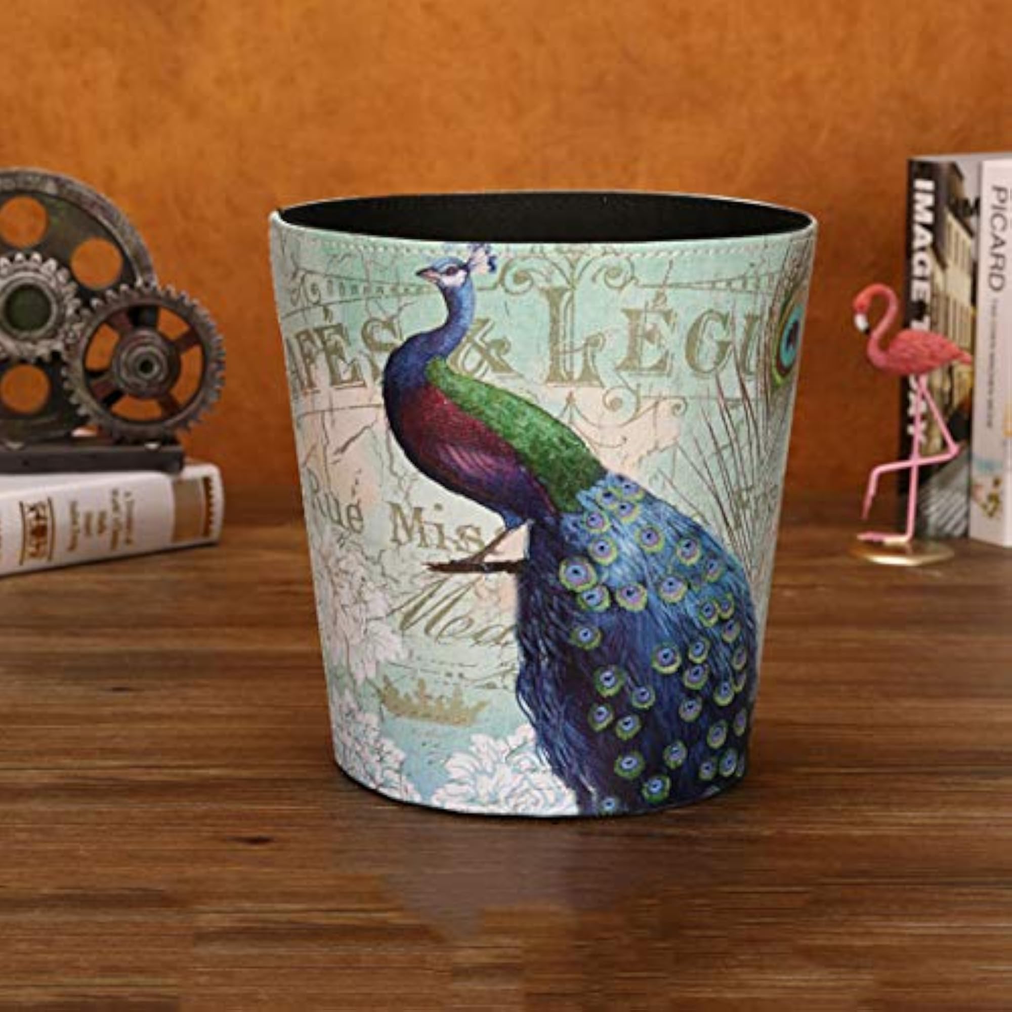 Peacock Pattern Waterproof 10L Trash Can for Home