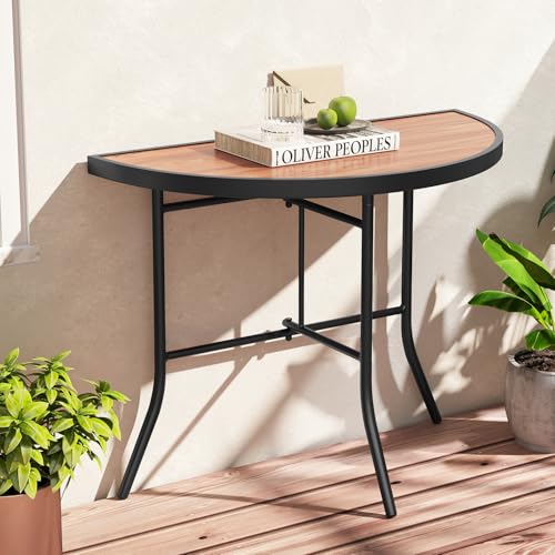 Image of Giantex Half Round Folding Table, Half Moon Dining Table with Heavy-Duty Metal Frame, Portable Space-Saving Semi-Circle Bistro Table for Banquet Event Patio Garden Entryway (1)