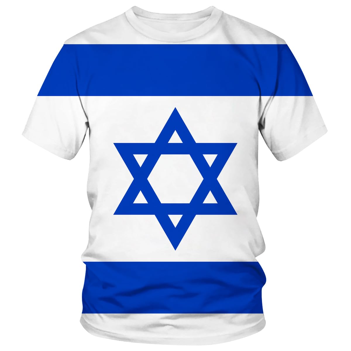 Lurhonp Israel T-Shirt Israeli Flag Crew Neck Short Sleeve Tee Tops, Multicolor, XXL