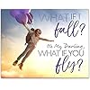 What if i fall oh my darling what if you fly inspirational quotes poster for home office decor motivational uplifting gift idea flying kid in balloons 11×14 unframed typography art print poster  urban country home decor