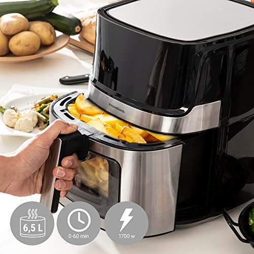 Innovagoods Fryinn View 6500 Frytkownica Powietrzna, Czarny/Stalowy, 6.5 l