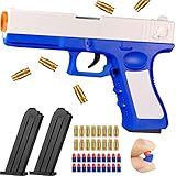 Soft Bullet Toy Gun, Shell Ejection Shooting Game Toy Gun, Soft Foam Bullets Blaster Toy Pistol Model, Non-Aggressive Educational Toys Gifts for Kids Boys Girls Ages 14+ (Blue)