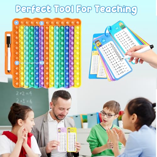 Image of Multiplication Flash Cards + Pop Fidget Multiplication Chart, Times Table Educational Flashcard 3rd Grade, 4th, 5th, 6th Grade for Kids Home School