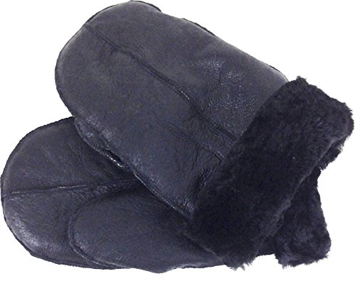Guantes Mitones de Real Cuero Negro UNICORN Elegancia Unisex con Pelaje Termorregulador