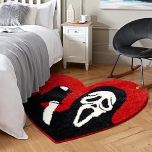 Bathroom Rugs Black Red Bath Mat Non Slip Christmas Home Decor 35×42 Funny Skull Large Bath Rugs Washable Absorbent Gothic Decor Spooky Gifts