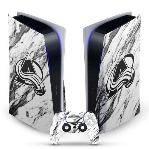 Head Case Designs Officially Licensed NHL Marble Colorado Avalanche Vinyl Faceplate Sticker Gaming Skin Decal Cover Compatible with Sony PlayStation 5 PS5 Disc Edition Console & DualSense Controller