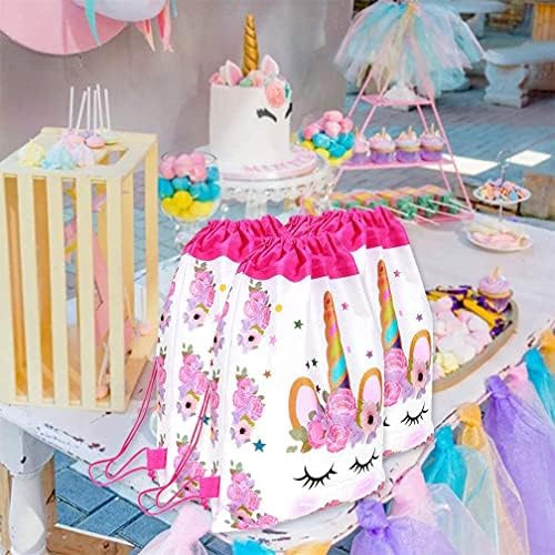 LATERN 12Pcs Unicorn Drawstring Party Bags, 2 Style Party Supplies Favor Bag Backpacks Candy Chocolate Package Bags for Kids Birthday Party Baby Shower - 34.5 x 28.5cm