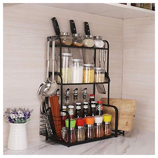 LXGANG hylla Kryddhylla 3-skikt Tree Kitchen Spice Rack Förvarings Struktur Rostfritt stål badrum Bänkskivor Kryddor Flaska Rack Holder Kök Förvaring Rack Oberoende Anti-kompakt kryddor Rack Kök