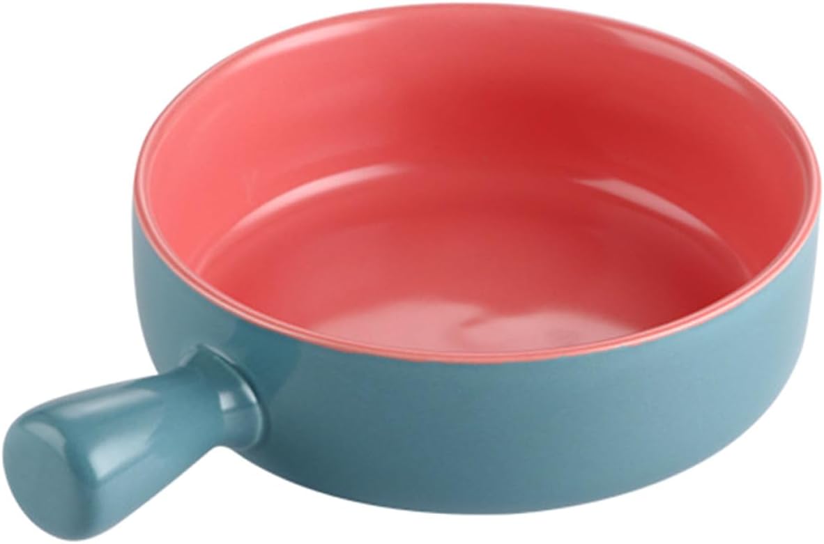 PRETYZOOM Ceramic Ramen Bowl Handle Blue Gradient Reusable Food Bowl Compact Kitchen Dinnerware for Daily Use Salad and Baked Rice Serving