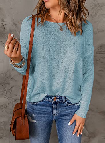 Image of Acelitt Womens Casual Lightweight Long Sleeve Crewneck Knit Shirts Tops, S-XXL