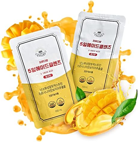 JAYU FreedomCafe 5 Day Detox Cleanse Ade Mango - 5 Pack (16.90oz) - Supports Healthy Digestive and Regular Bowel Movements, Detox Cleanse for Weight Management and Belly Fat, Bowel Cleanse Liquid