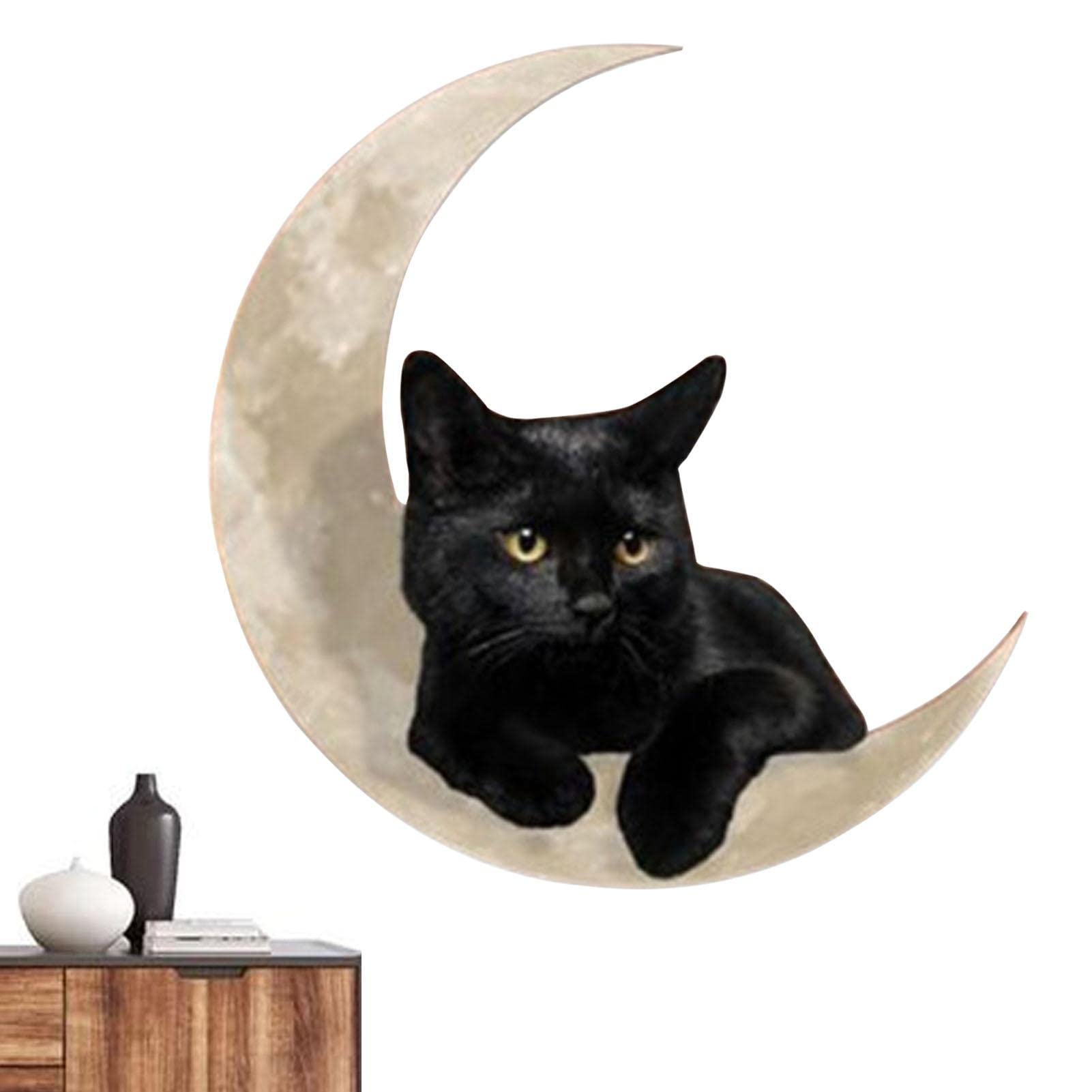 Amazon.co.jp: Cipliko 黒猫 月 メタルサイン 黒猫月飾り 猫メタル