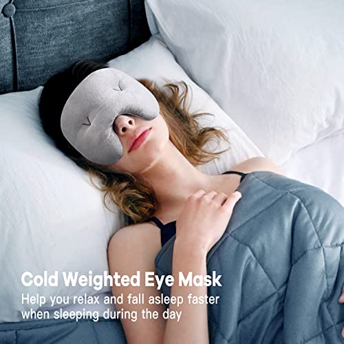 Weighted Eye Mask For Migraine Relief, Soft Cold Compress Sleeping Mask For Men Women, Stress Relief Cold Eye Masks For Dark Circles And Puffiness, Sleep Eye Mask With Glass Beads #TOP5