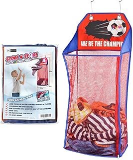 DS Brands Kids Laundry Basket Storage Bin For Bedroom| Over Door Collapsible Light Up LED Basketball Washing Baskets Hamper Hoop For Children- Stocking Fillers Kids Boys Room Decor Gifts Accessories