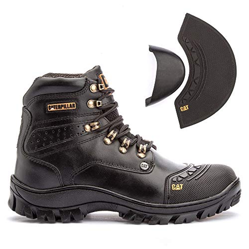 Bota Coturno Masculino Caterpillar Bico Pvc Couro Legítimo (Preto, BR, Adulto, Numérico, 41)