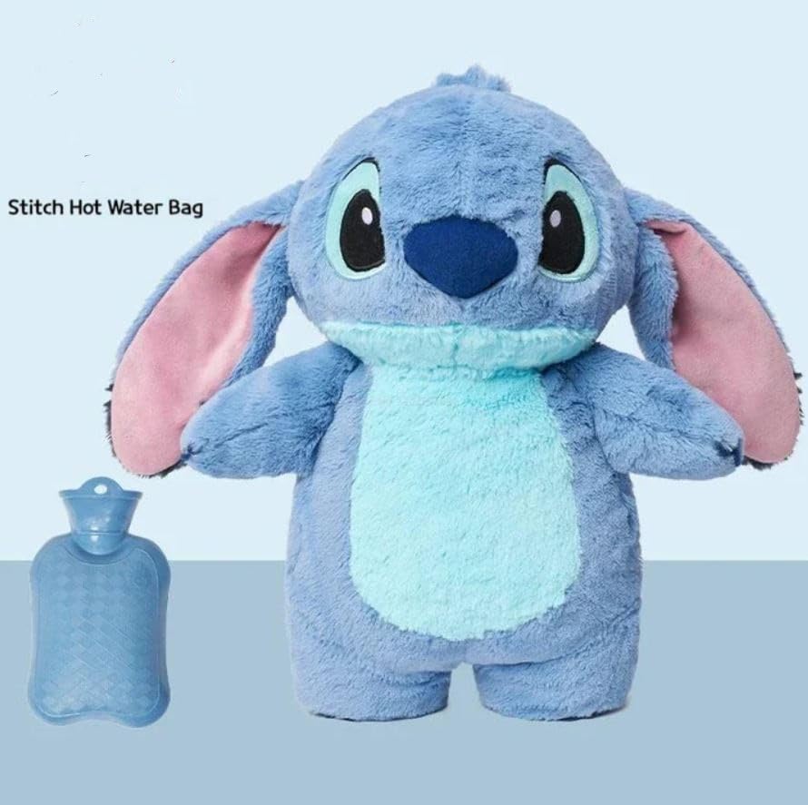 Image of Storescent Stitch Soft Toy with Hot Water Bag | Plush Cartoon Animal Toy for Comfort & Warmth | Multipurpose Plush Toy Hot Water Bag for Kids & Adults - Random Color 35cm