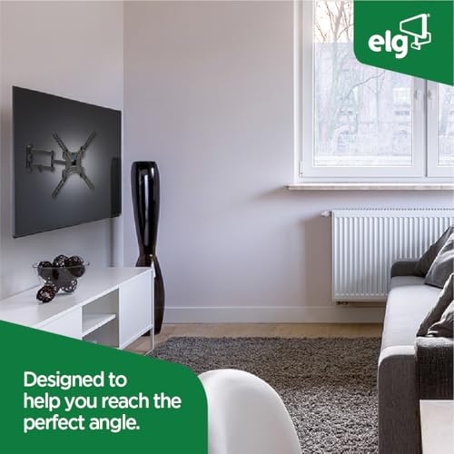 Image of ELG Full-Motion TV Wall Mount for 26-60 inch Flat & Curved TVs Single-Stud Articulating Bracket, 16.5 inch Extension, Tilt +5 /-10, Swivel 90, VESA 400x400, Holds Upto 30 Kgs.with Hardware Kit- MT400AR-EX
