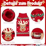 HYLYUN Weihnachten Hund Pullover, Rentier Schneeflocke Outfits mit Leine Loch, Klassische Rollkragen Hundekleidung für Welpen Medium Hund
